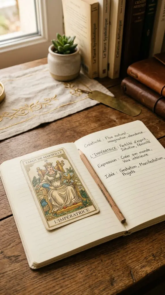 L’Impératrice dans un exercice pour comprendre L’Impératrice et L’Empereur Tarot.