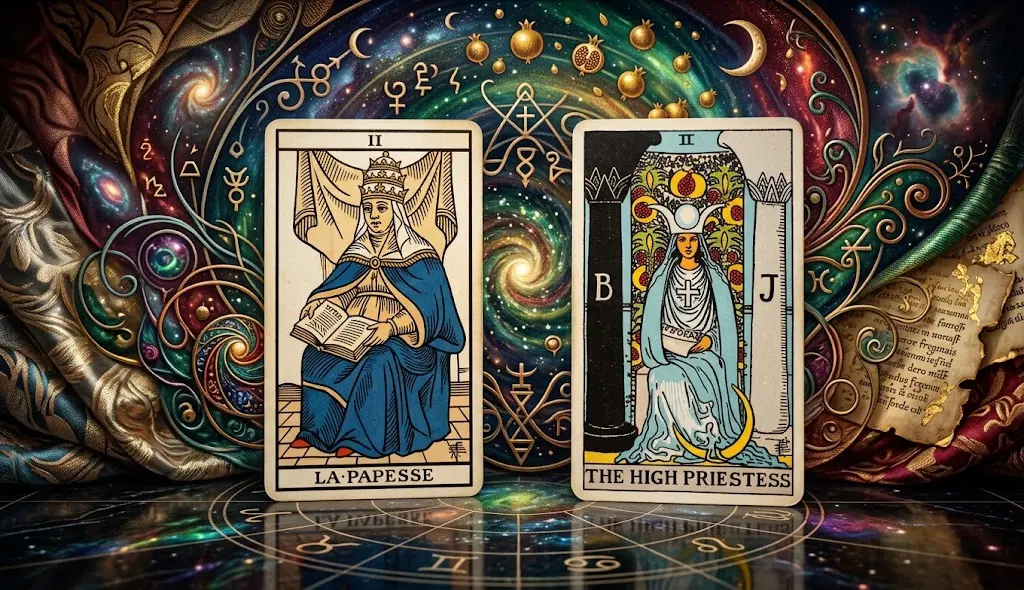 Comparaison de La Papesse du Tarot de Marseille et de la Grande Prêtresse du Rider-Waite
