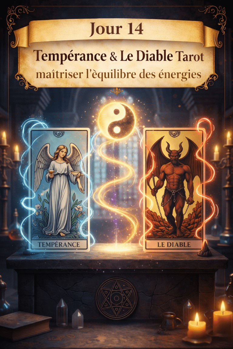 Comparaison entre les cartes Tempérance et Le Diable Tarot pour l'équilibre des énergies.
