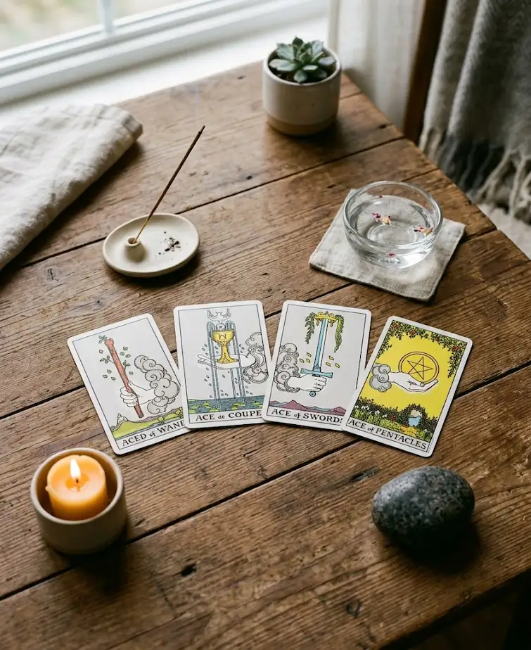 Quatre éléments associés aux suites du Tarot