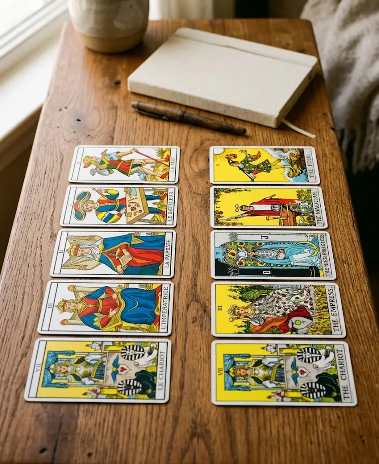Tarot de Marseille et Rider-Waite-Smith côte à côte