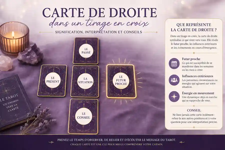 Carte de droite dans un tirage en croix en Tarot illustrant le futur proche et les influences extérieures