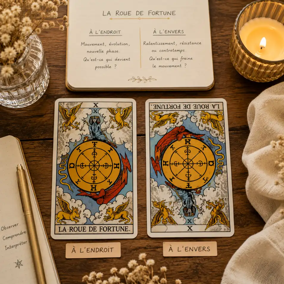 La Roue de Fortune droite et renversée au Tarot