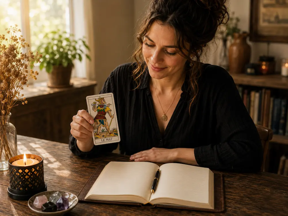 Personne qui prend le temps d'apprendre le Tarot à son rythme, sans se précipiter