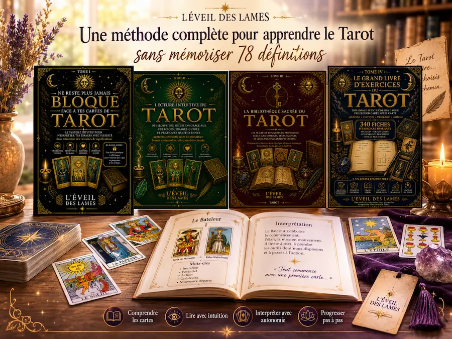 Collection L’Éveil des Lames pour apprendre le Tarot de Marseille et le Rider-Waite-Smith