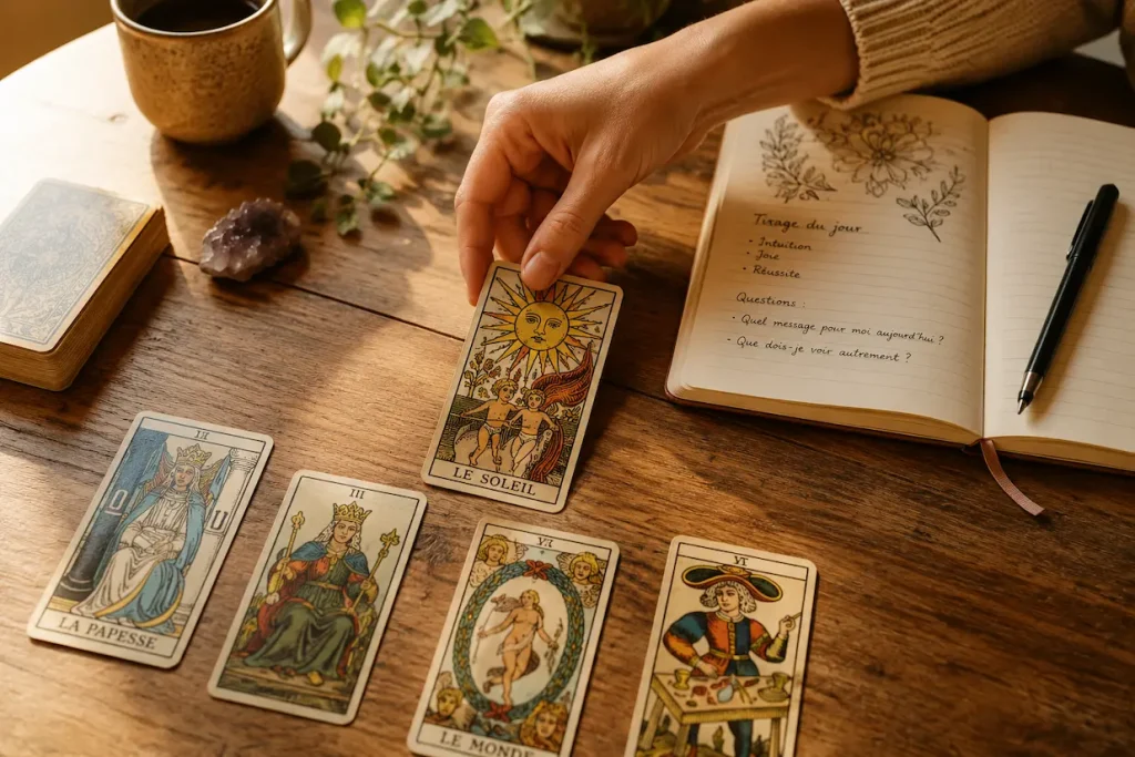 Lecture intuitive du Tarot avec cartes et carnet d’apprentissage