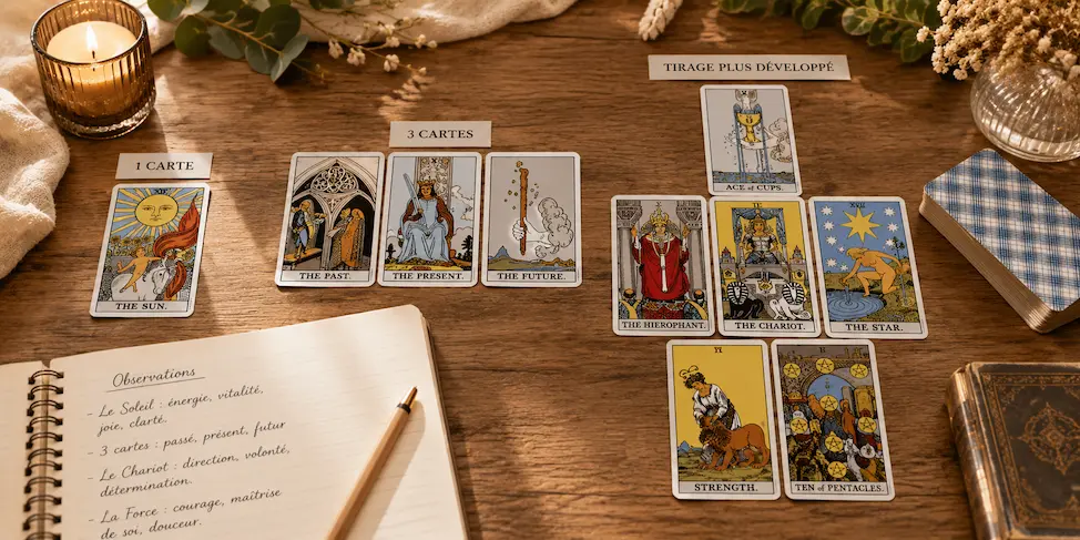 Différents tirages de Tarot pour apprendre progressivement