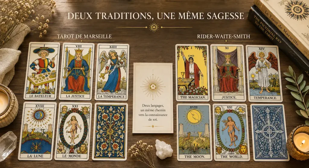 Tarot de Marseille et Rider-Waite comparés pour la lecture intuitive