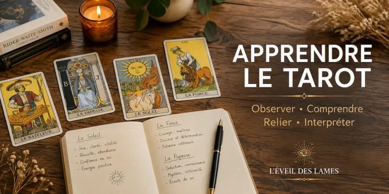 Apprendre le Tarot avec des cartes et un carnet d’exercices