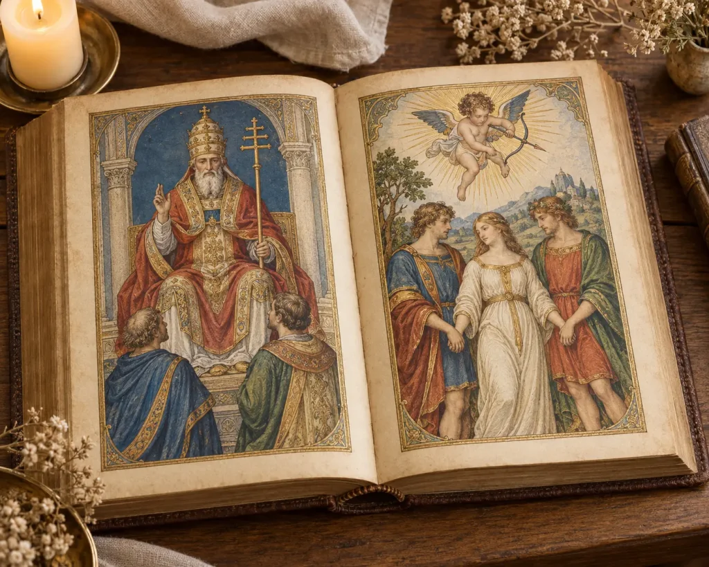 Femme avançant entre deux chemins qui se rejoignent, symbole de l’association Le Pape et L’Amoureux