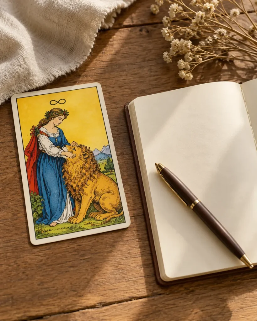 Carte de La Force à gauche d’un carnet ouvert et d’un stylo sur une table en bois.